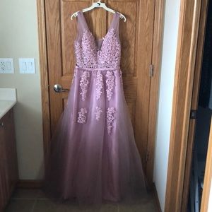 Pink embroidered Prom or formal dress